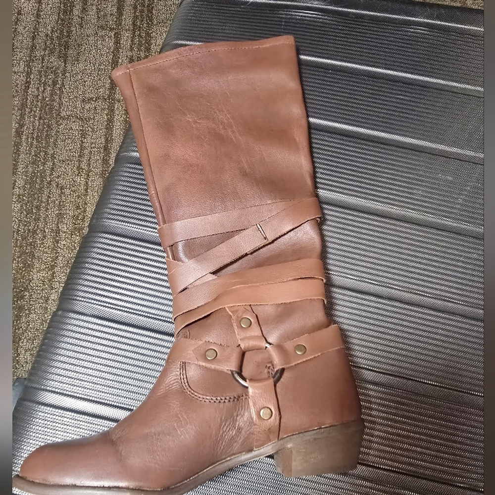 Naughty Monkey Desperado Tan Belted Motorcycle Boots - Picture 3 of 3